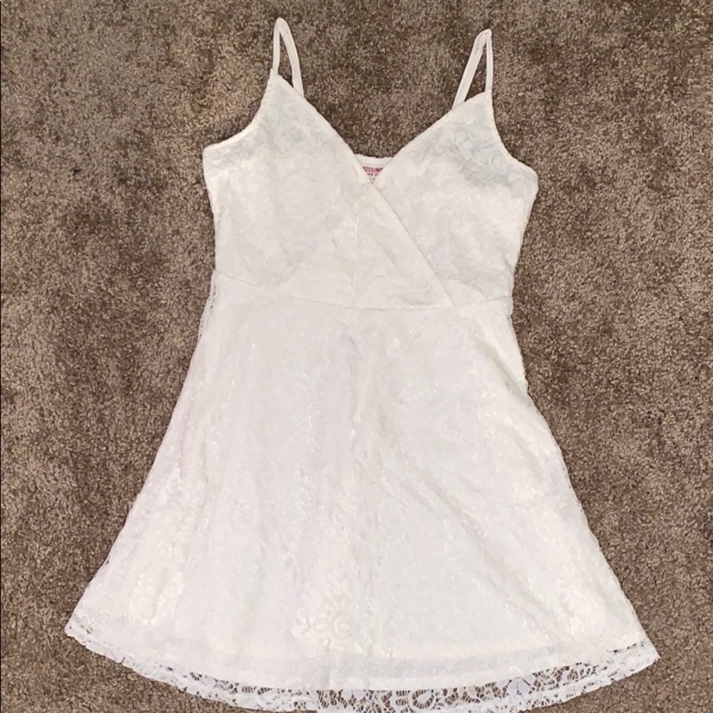 White dress with lace overlay